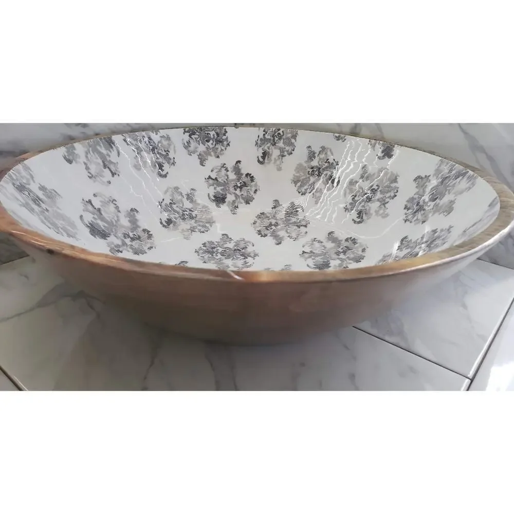 WOOD AND ACRYLIC DECORATIVE BOWL